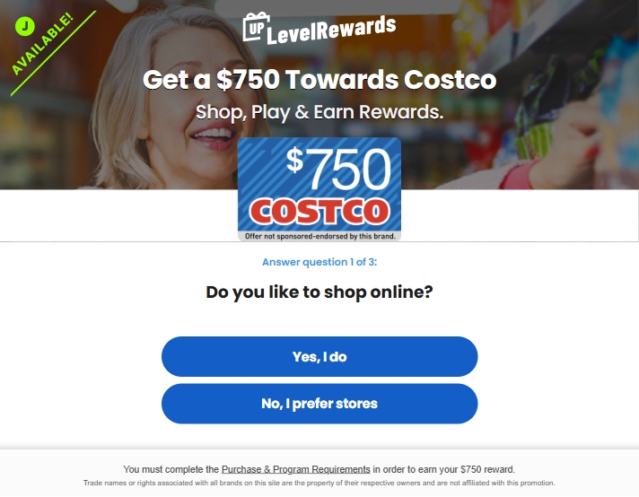 UpLevelRewards - Costco $750 HOT
